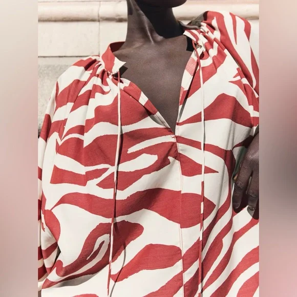 NEW W TAG BLOGGER FAVE OVERSIZED TIE DETAIL ZEBRA PRINT DRESS SIZE LARGE - Picture 4 of 9